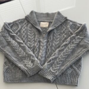 Lucky Brand Gray Cable Knit Women's Turtleneck Zip Sweater sz M